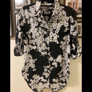 Calvin Klein black and white print blouse
